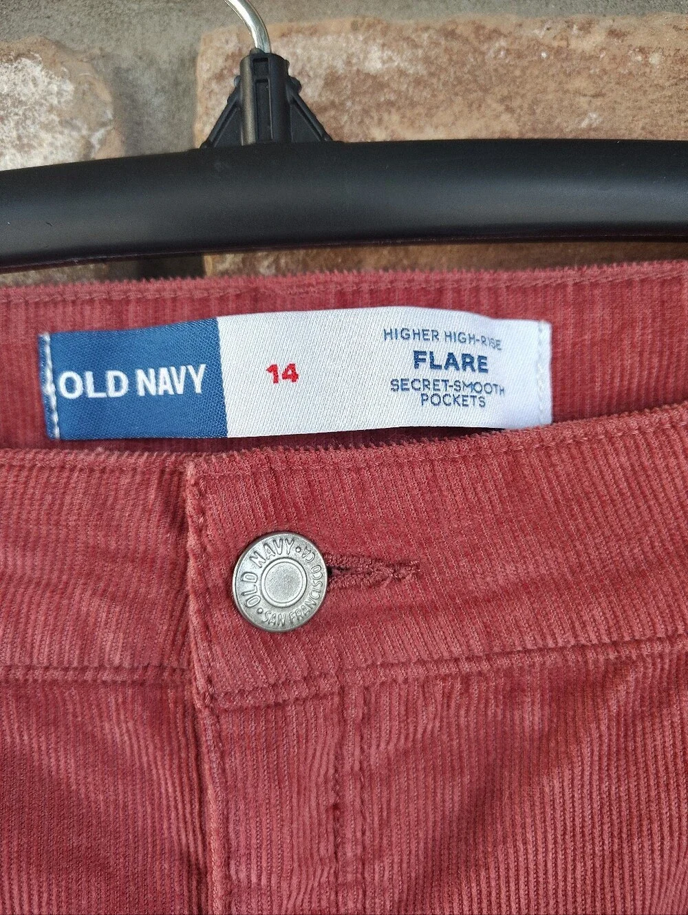 Old Navy Extra High-Rise Flare Corduroy Pants Women’s Size 14 Coral Orange Spice